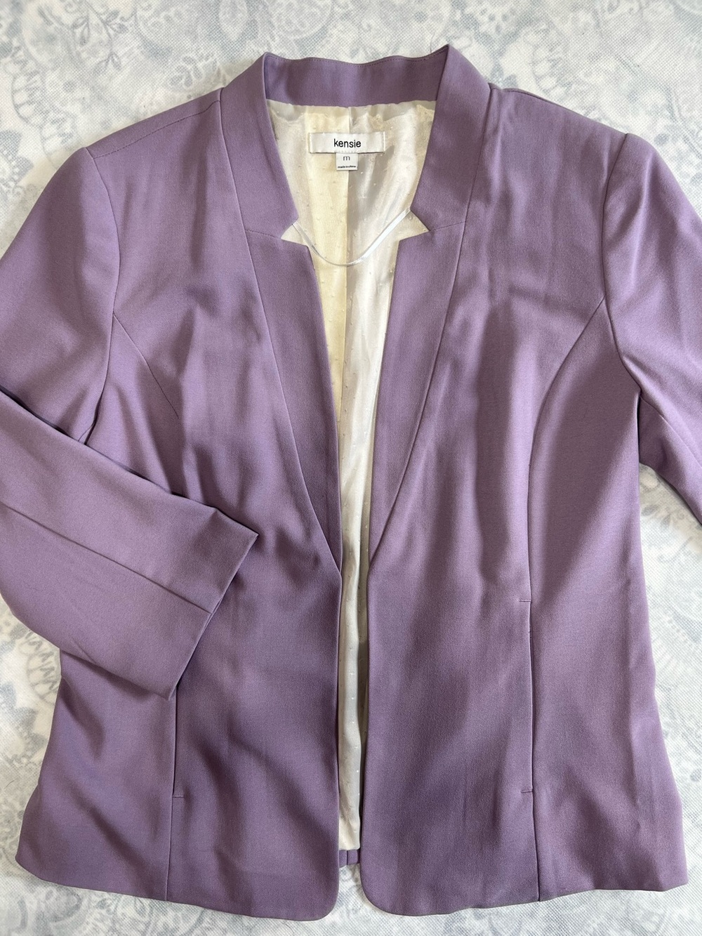 Kensie Marni Notched Collar Open Blazer Purple Lavender Sz M Office Professional